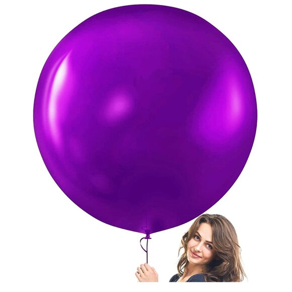 2PC GIANT JUMBO 36"(90cm) LATEX ROUND BALLOONS — PURPLE - Picture 2 of 4
